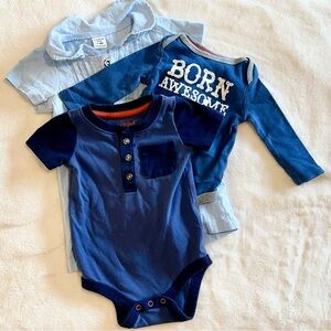 Cat & Jack Blue Baby Onesies - Set of 3 - Size: 0-3 Months